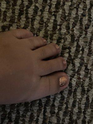 My orange glitter toes