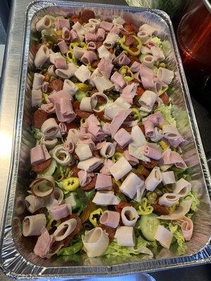 Our Freshly made to order Antipasto Salad Tray! With two dressings on the side of your choosing!