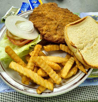 A ridiculously huge & delicious Pork Tenderloin sandwich @ $9.99!