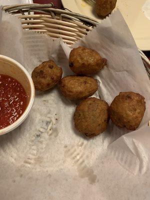 Fried pepperoni and cheese bites