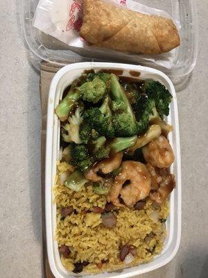 Shrimp and broccoli combo platter