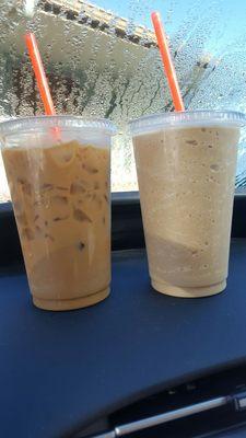 Iced americano with hazelnut & blended white chocolate and caramel.