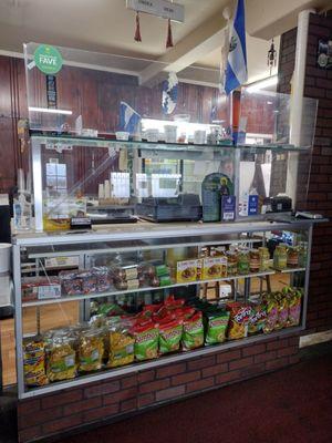 Salvadorean snacks (you can't see their fridge, but they do sell cola champagne)