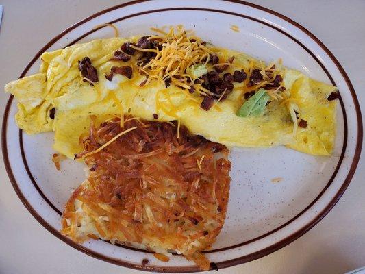 ABC omelette and hashbrowns