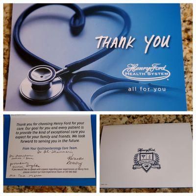 What a thoughtful surprise in My mail from the "Gracious Staff" at HF GI Medical, who took great care of Me during my Two Tests.  10/17/2022