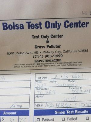 Result Smog Test