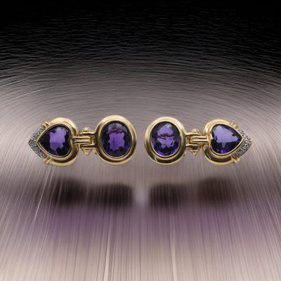 14k Yellow Gold Amethyst Earrings