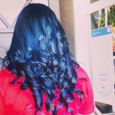 Blue balayage and style