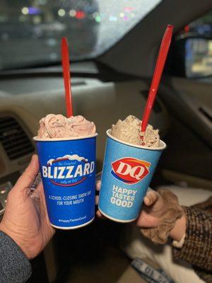 choco dip strawberry and oreo mocha fudge blizzards...