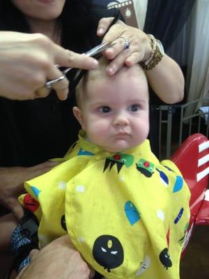 First haircut and Classics kept him calm and relaxed.