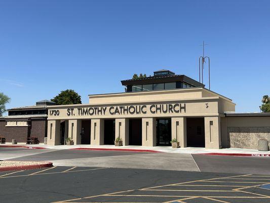 Renovation to front entrance completed in 2022. Inside is the new narthex.