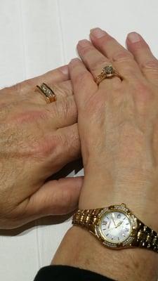 Michael Matusiak and Kimberly Gray engagement ring photo, with their custom made rings.