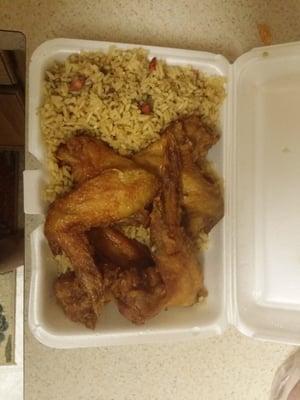 Pork fried rice w wings