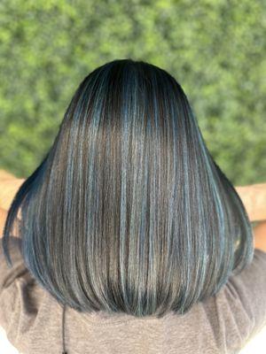 Blue highlights from Emily.