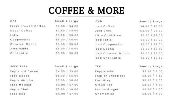 Coffee and Drinks Menu