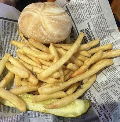 Mushroom Burger and fries