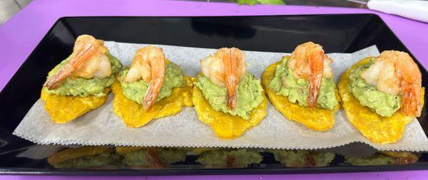 Caribbean Tostones with shrimp