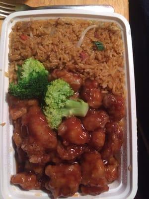 General Tso chicken with pork fried rice