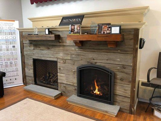 Mendota Gas Fireplaces & Magra Hearth Concrete Mantle and Wall Board.