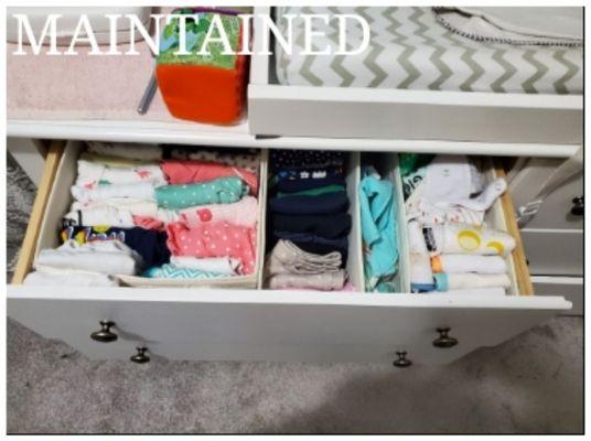 We dropped in on our client and she maintained our work! We TEACH you how to stay organized.