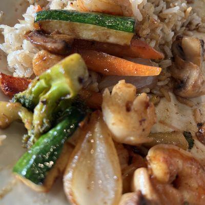 Shrimp & scallops with rice & veggies