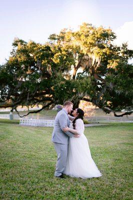 Right in front of the beautiful tree where the ceremony was held.