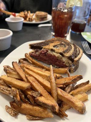 Reuben sandwich and fries.