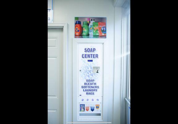 Stop by our Soap Center for small convenience items: Real-Tuff Laundry Bag, Bounce, Downy, & Tide! Large Soap Items are also available!