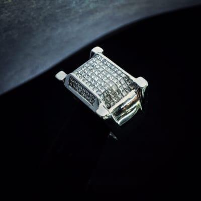 14 karat white gold men's diamond ring 3.50ct total diamond weight!