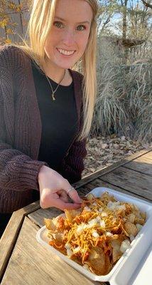 Pulled pork potato nachos from Potato Patch Cookery