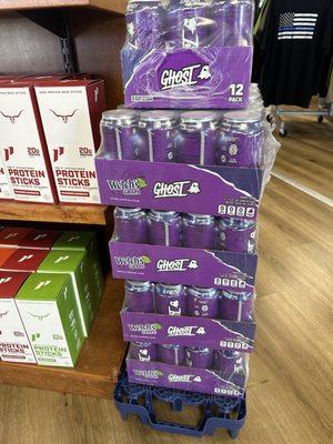 Ghost energy drink. Welch's Grape flavor. 
NutriSport & Smoothie--Marion