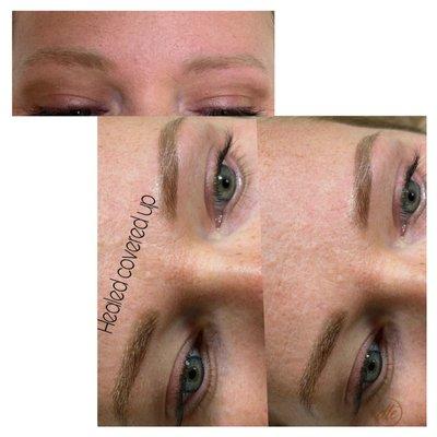 After 1 session of eyebrow color correction (OLD PMU done by other artist)