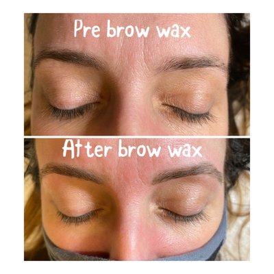 before and after brow wax