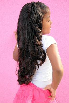 Ebony Roots Hair - Long Flowing Curls.