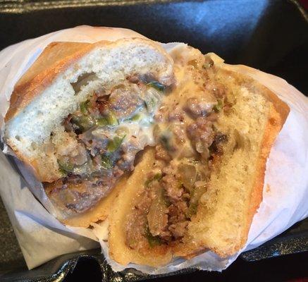 Philly cheesesteak sandwich w/ no mushrooms. It was great!