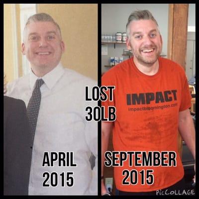 My client Adam with a before and after photo