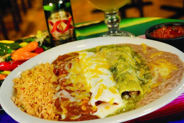 Mexican Flag Enchilada Sampler