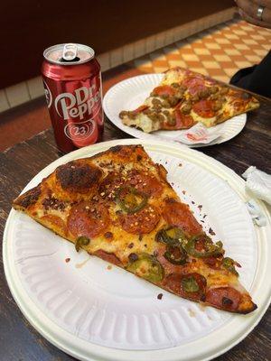 Pizza special- 2 slices and a drink $12.95 and it's delicious