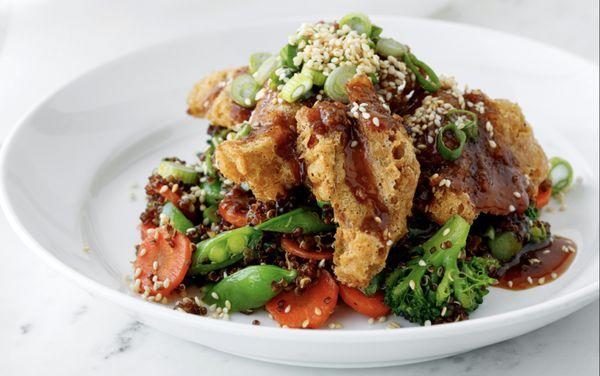 Teriyaki Battered Mushroom Quinoa Bowl