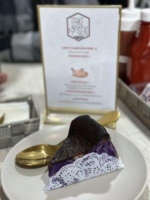 Ube basque cheesecake