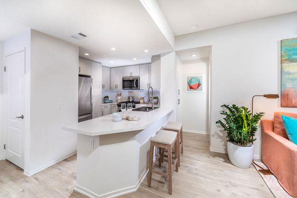 Stainless steel appliances  and hardwood flooring