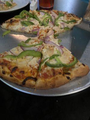 Build your own chicken, peppers, and onions pizza