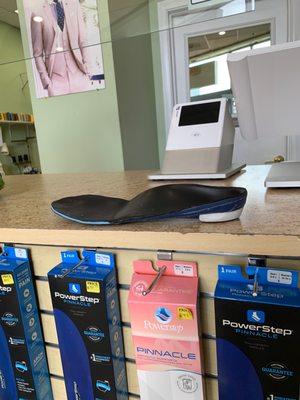 My original custom orthotic which Humberto  recovered in leather on bottom and top with additional padding for comfort