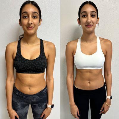 She worked really hard for a few months to lose 5 pounds and 8% body fat. Really proud of her!