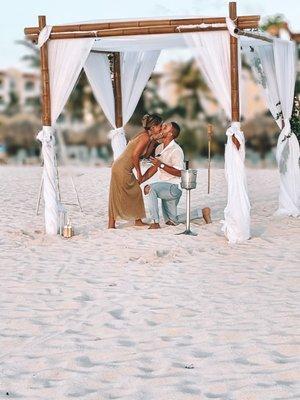 Aruba beach proposal with my high school sweet heart - Thanks Ring Concierge for helping him create my dream ring!