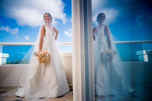 The Carolina Herrera dress and Jorge Manuel veil I purchased at La Vie en Blanc.