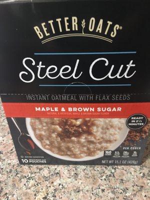 Better Oats Maple & Brown Sugar Instant Steel Cut Oatmeal w/ Flax Seeds