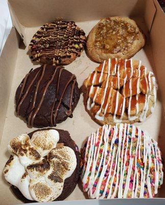 Nutter butter (Top L), Baklava(Top R), Stuffed Nutella (Middle L), Maria Guava (Middle R), Smores (Bottom L), Birthday cake (Bottom R)