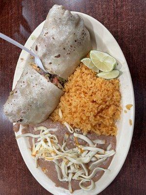 Carne asada burrito dinner