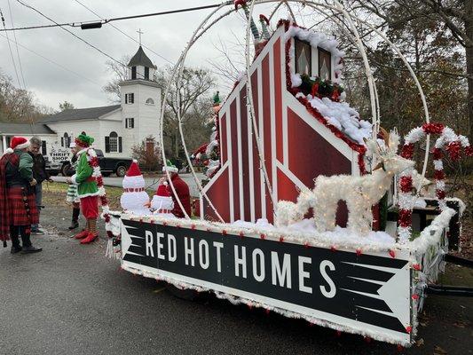 Christmas parade Float - Red Hot Homes Clemson SC